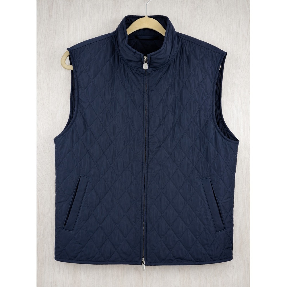 J.Hilburn Tech Quilted Vest Navy Wind Resistant 2 Way Zip Men S/M